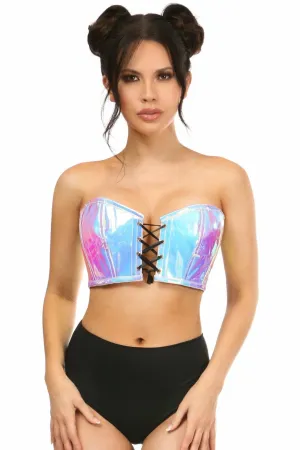 Sexy Blue With Purple Holo Lace-Up Bustier Top