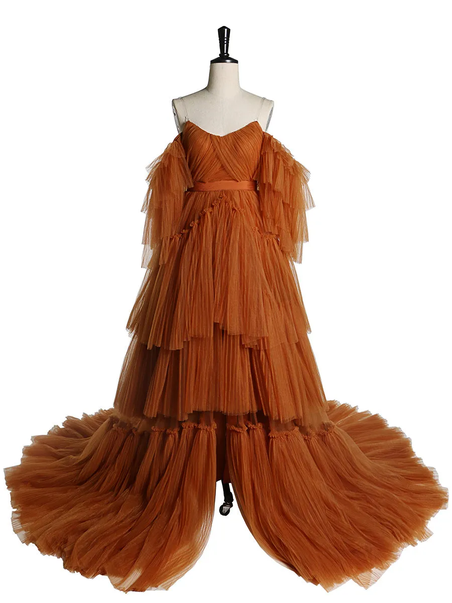 Sexy Off Shoulder Maternity Dress Ruffled Lace Up Evening Dress For Photo shoot YW2051