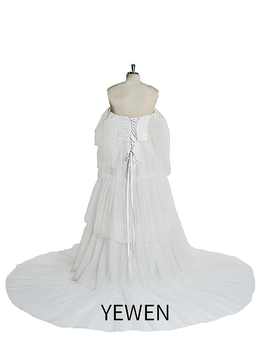 Sexy Off Shoulder Maternity Dress Ruffled Lace Up Evening Dress For Photo shoot YW2051