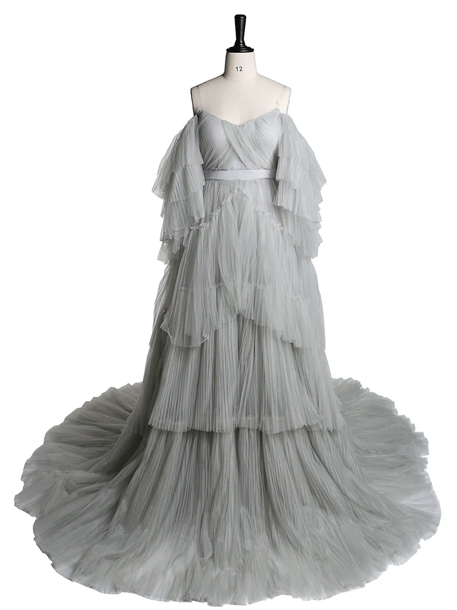 Sexy Off Shoulder Maternity Dress Ruffled Lace Up Evening Dress For Photo shoot YW2051