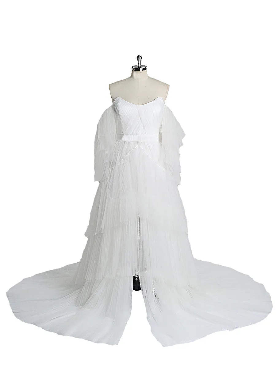 Sexy Off Shoulder Maternity Dress Ruffled Lace Up Evening Dress For Photo shoot YW2051