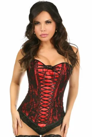 Sexy Red Lace-Up Over Bust Corset with Black Lace
