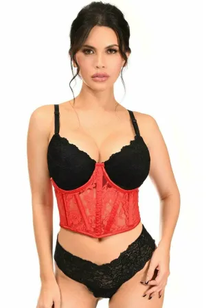 Sexy Red Sheer Lace Underwire Waist Cincher Corset