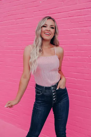 Shelley Sequin Lace Up Bodysuit - Pink