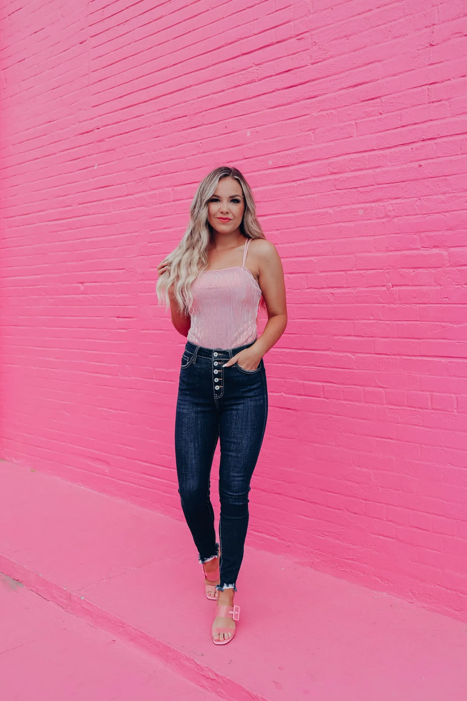 Shelley Sequin Lace Up Bodysuit - Pink
