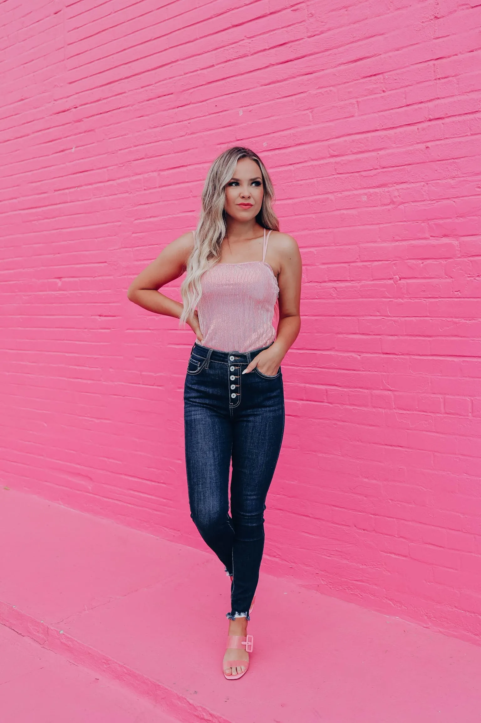 Shelley Sequin Lace Up Bodysuit - Pink
