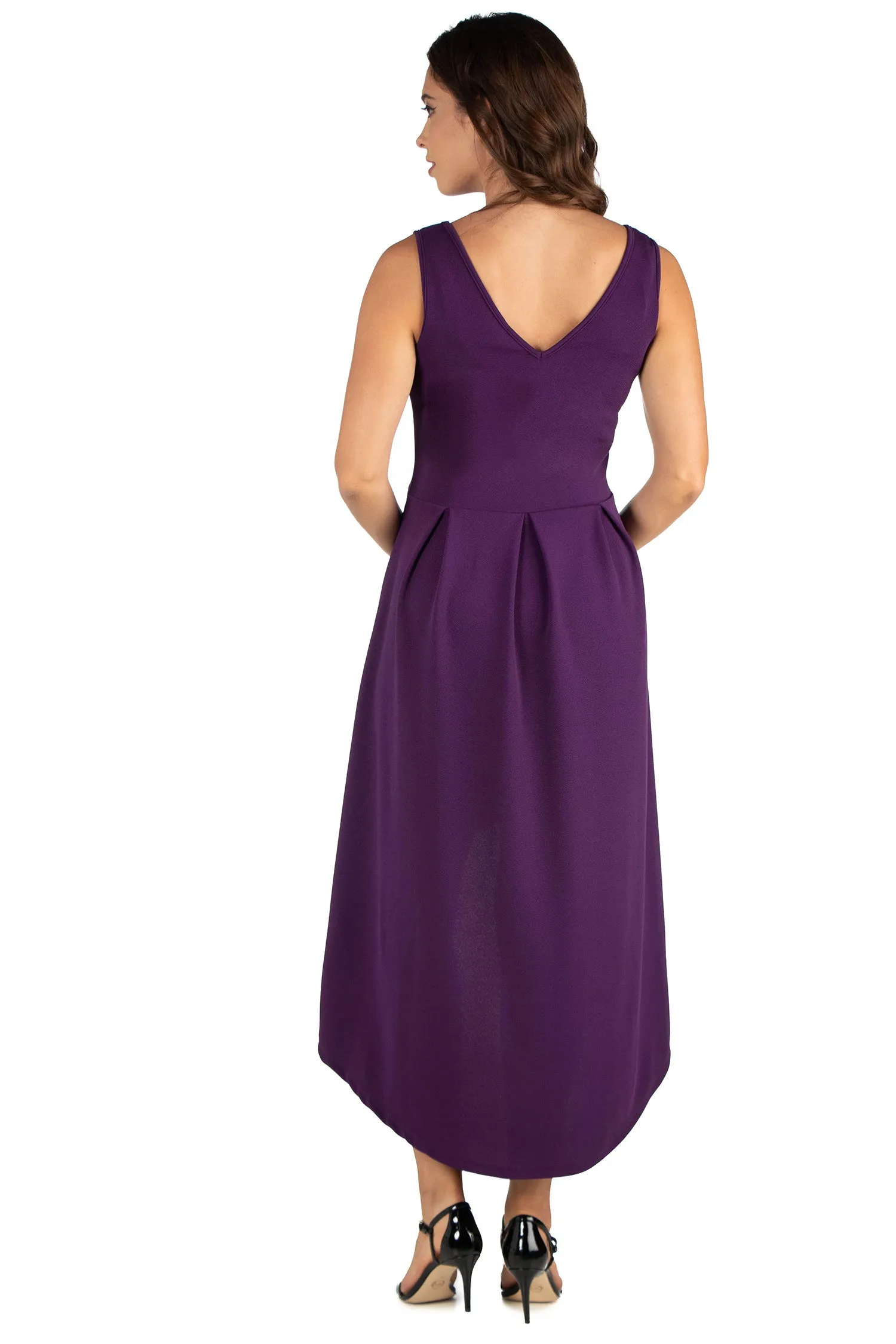 Sleeveless Fit N Flare High Low Maternity Dress