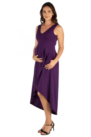 Sleeveless Fit N Flare High Low Maternity Dress