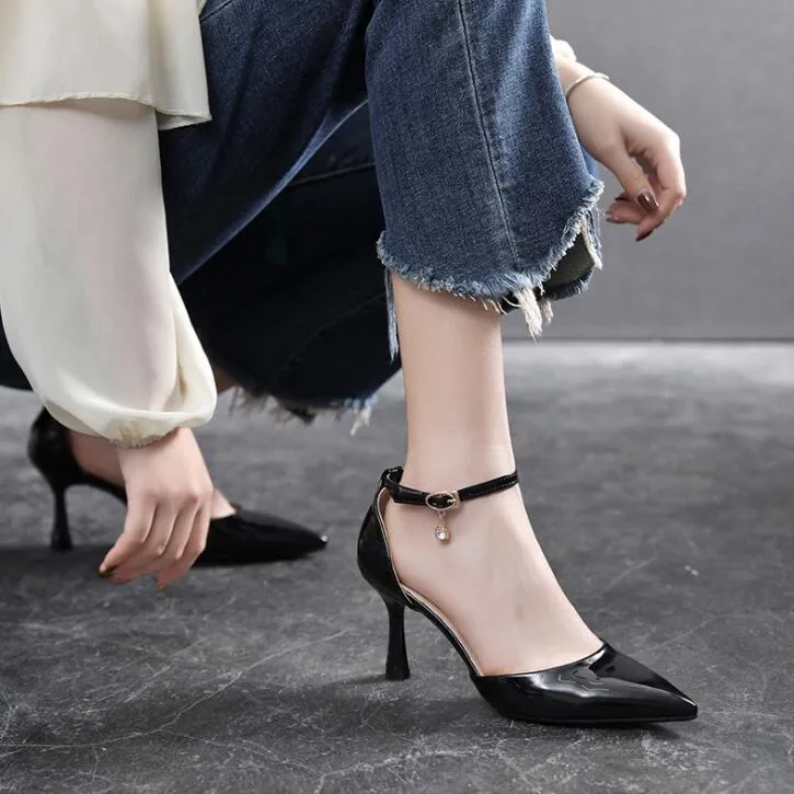 Small Feet Size 1 Ankle Strap Patent Heels GS358