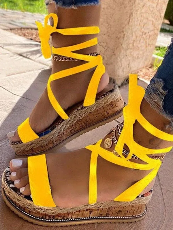 Snake Cross Strap Platform Heels Sandals