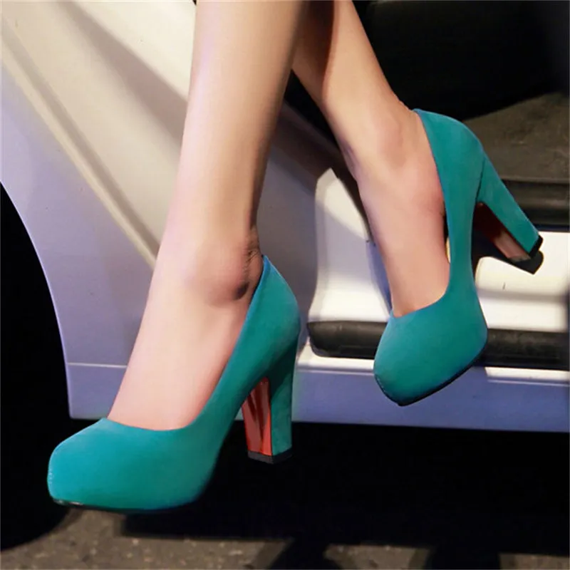 Solid Color Round Toe High Heels