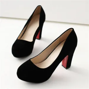 Solid Color Round Toe High Heels