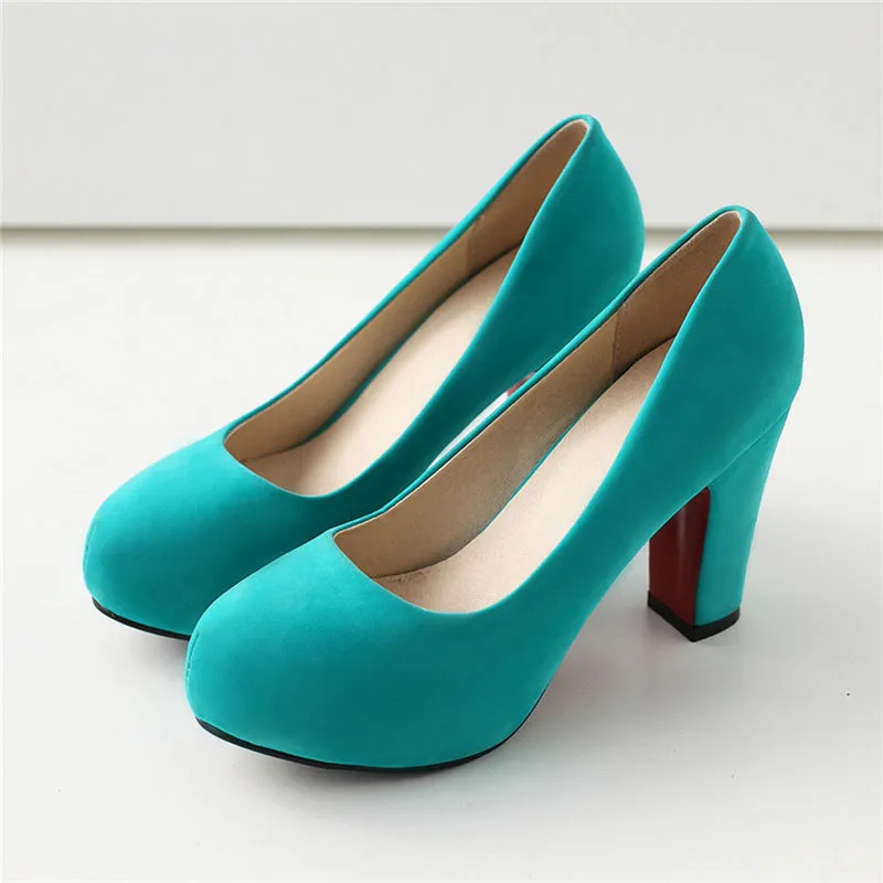 Solid Color Round Toe High Heels