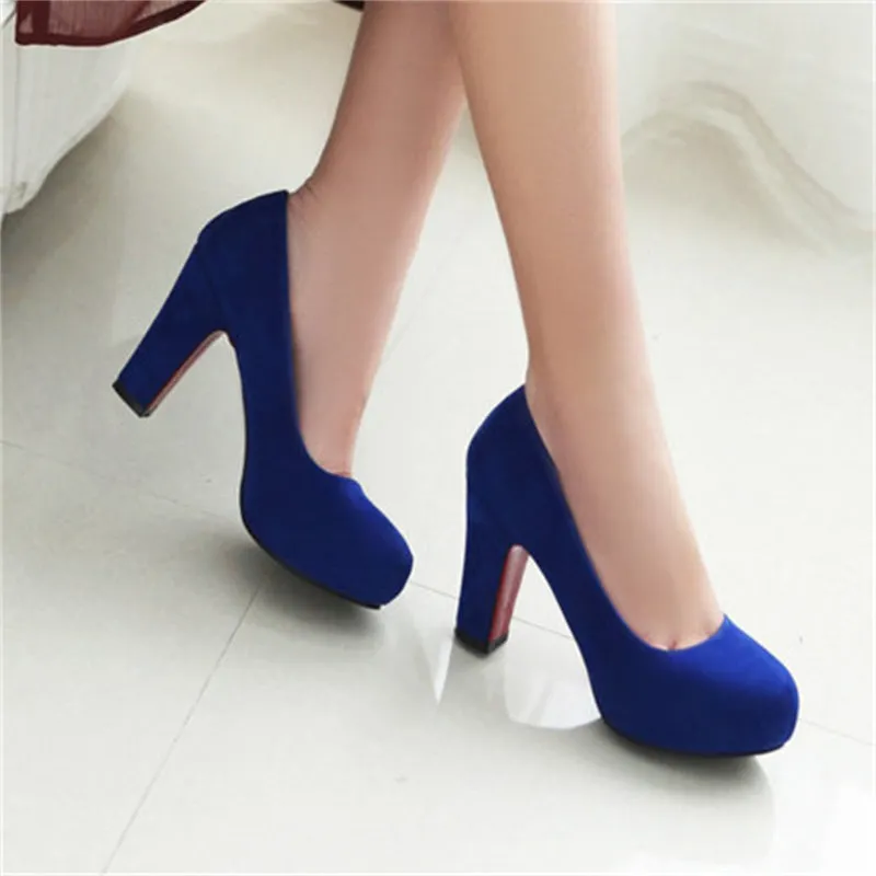 Solid Color Round Toe High Heels