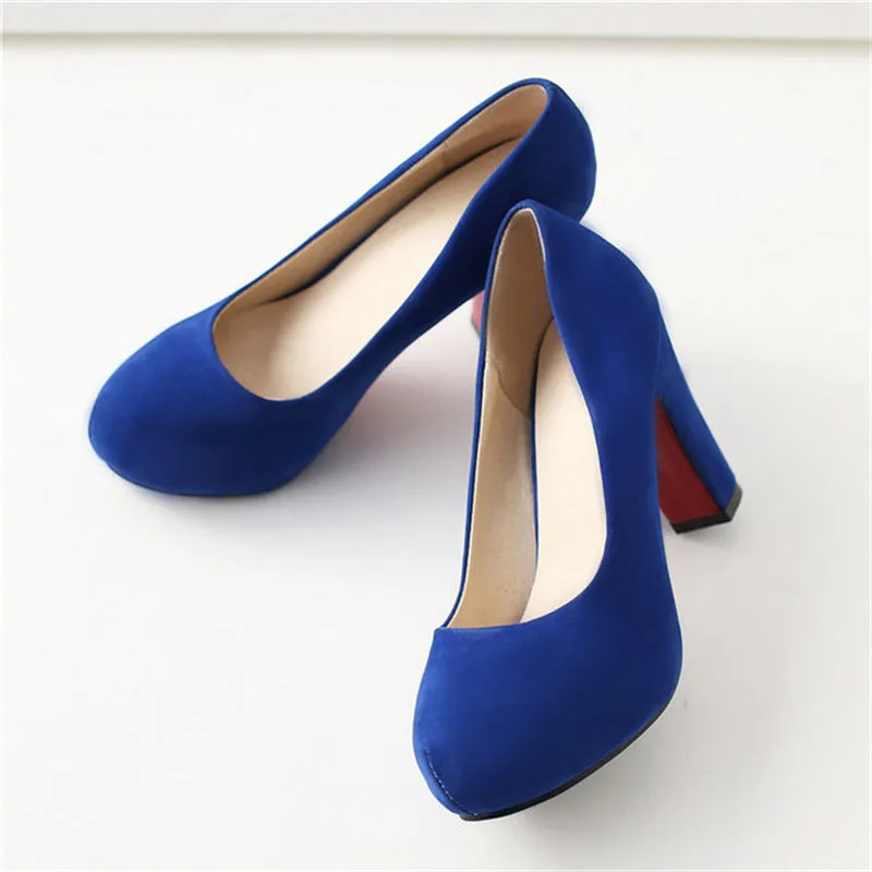 Solid Color Round Toe High Heels