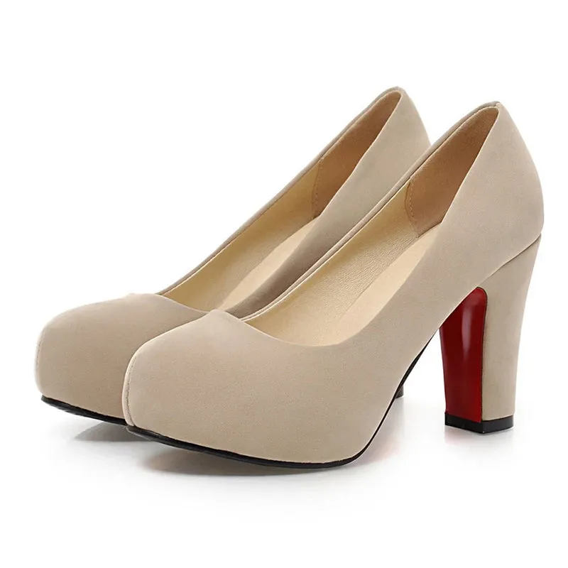 Solid Color Round Toe High Heels