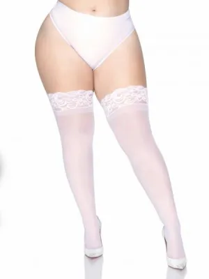 Stay Up 3" Lace Top Thigh High - White - Queen