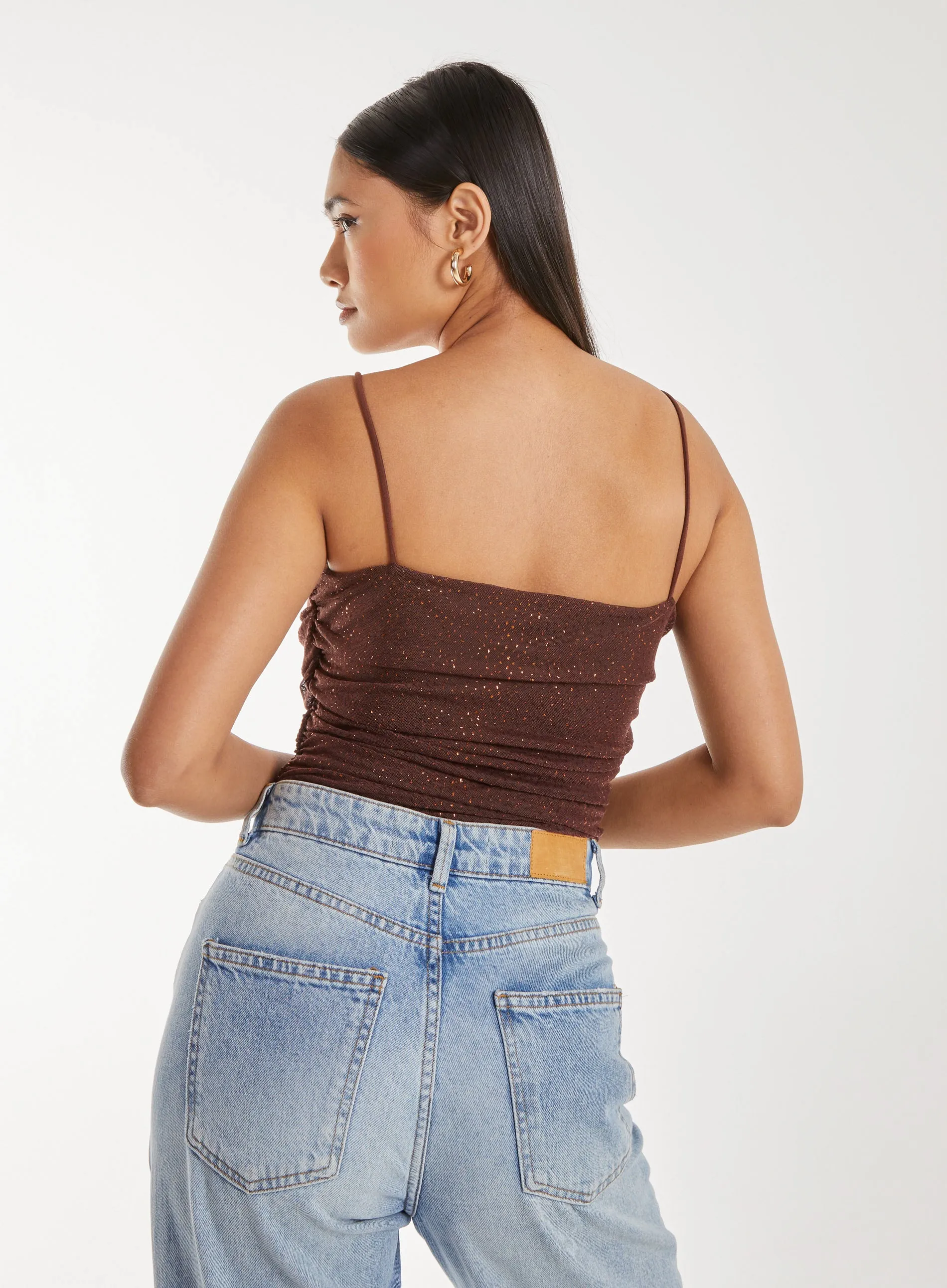 Strappy Sparkle Mesh Bodysuit