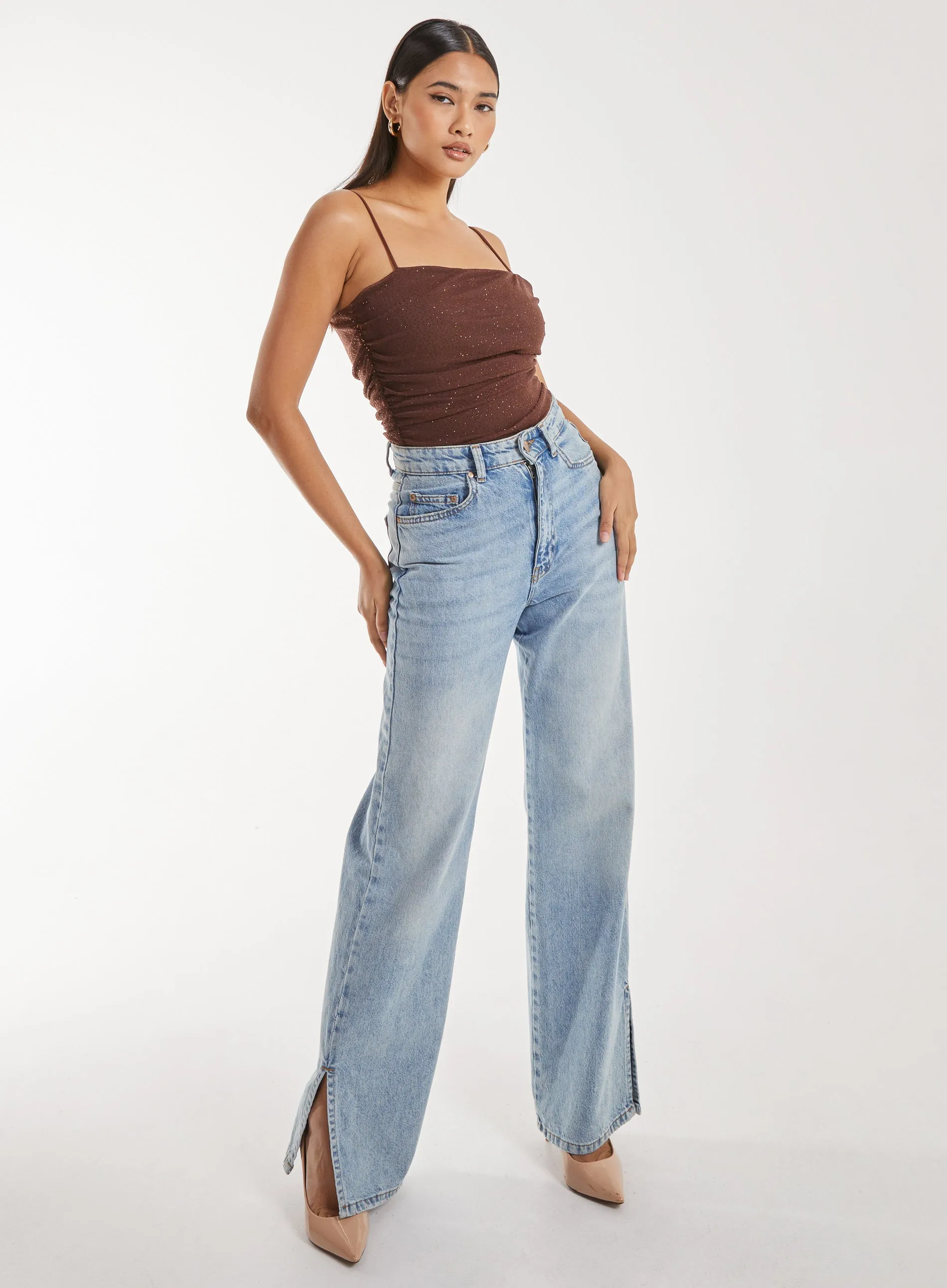 Strappy Sparkle Mesh Bodysuit