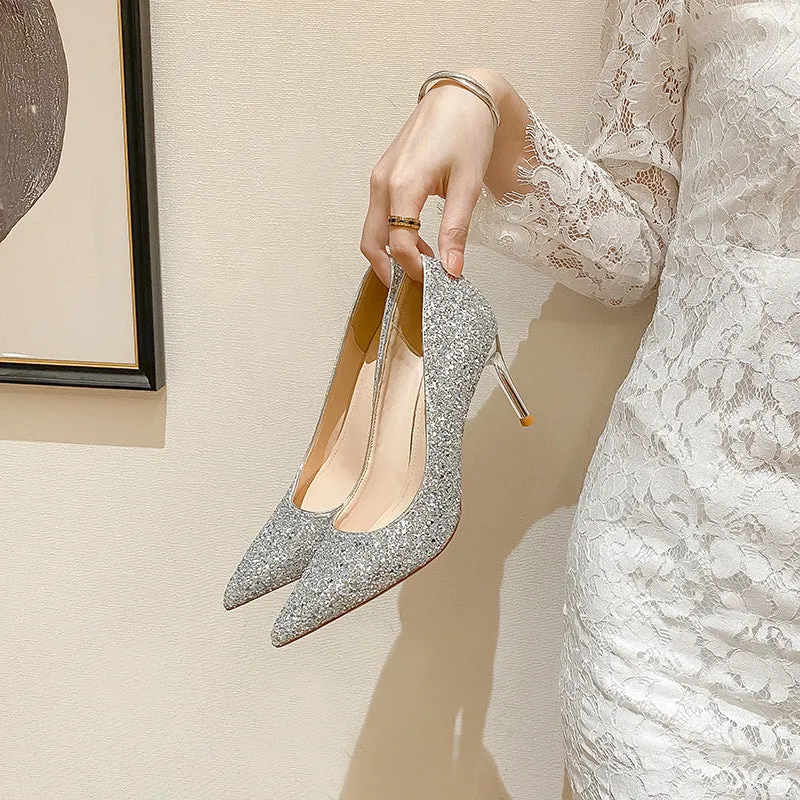 Stunning Sequin Women's High Heels Wedding Shoes