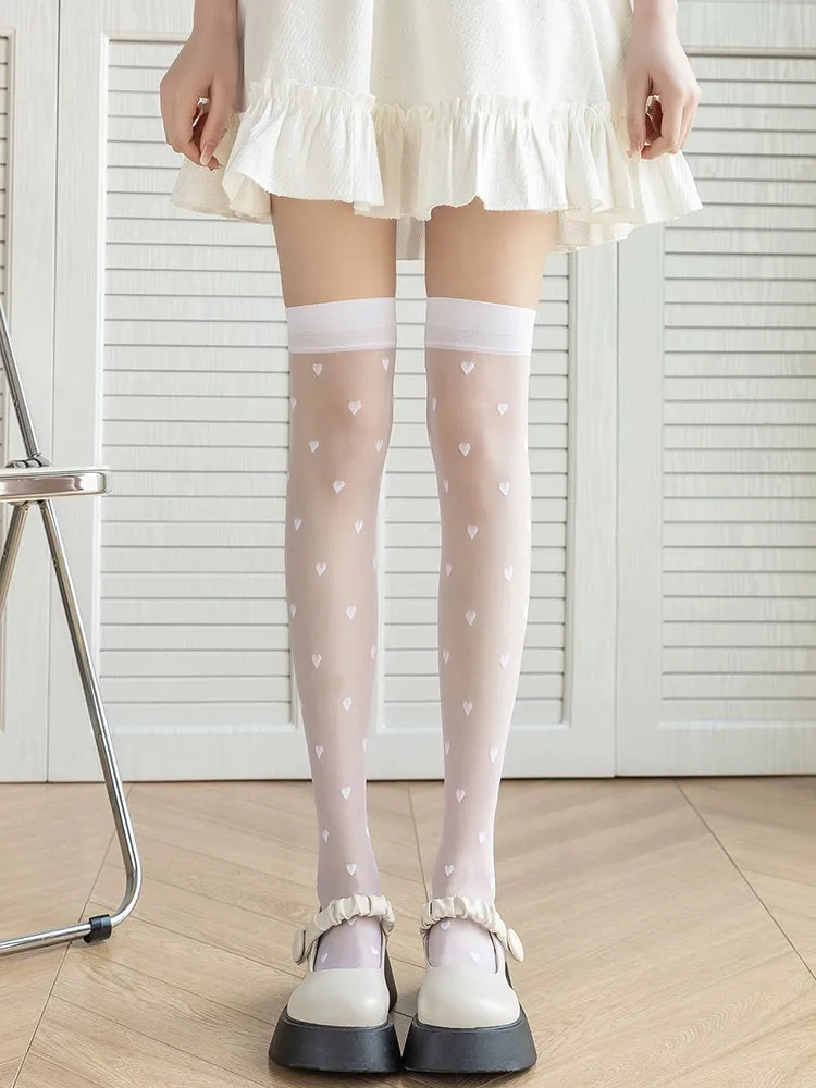 Summer ultra-thin Lolita white stockings women's thin anti-hook silk long tube over-the-knee socks soft girl lolita white silk