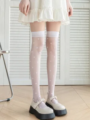 Summer ultra-thin Lolita white stockings women's thin anti-hook silk long tube over-the-knee socks soft girl lolita white silk