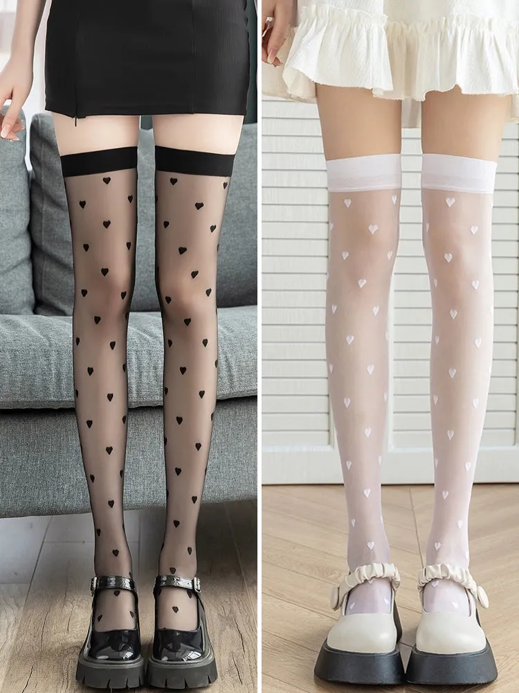 Summer ultra-thin Lolita white stockings women's thin anti-hook silk long tube over-the-knee socks soft girl lolita white silk
