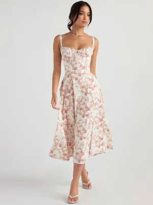 SUNHEART SUNSET LACE UP DRESS - FLORAL
