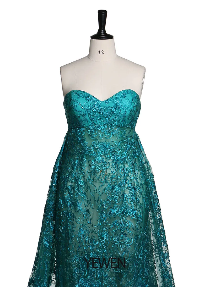 Sweetheart Neck Mermaid Evening Dress Lace Party Dress for Photography Elegant Maternity Dress for Baby Shower