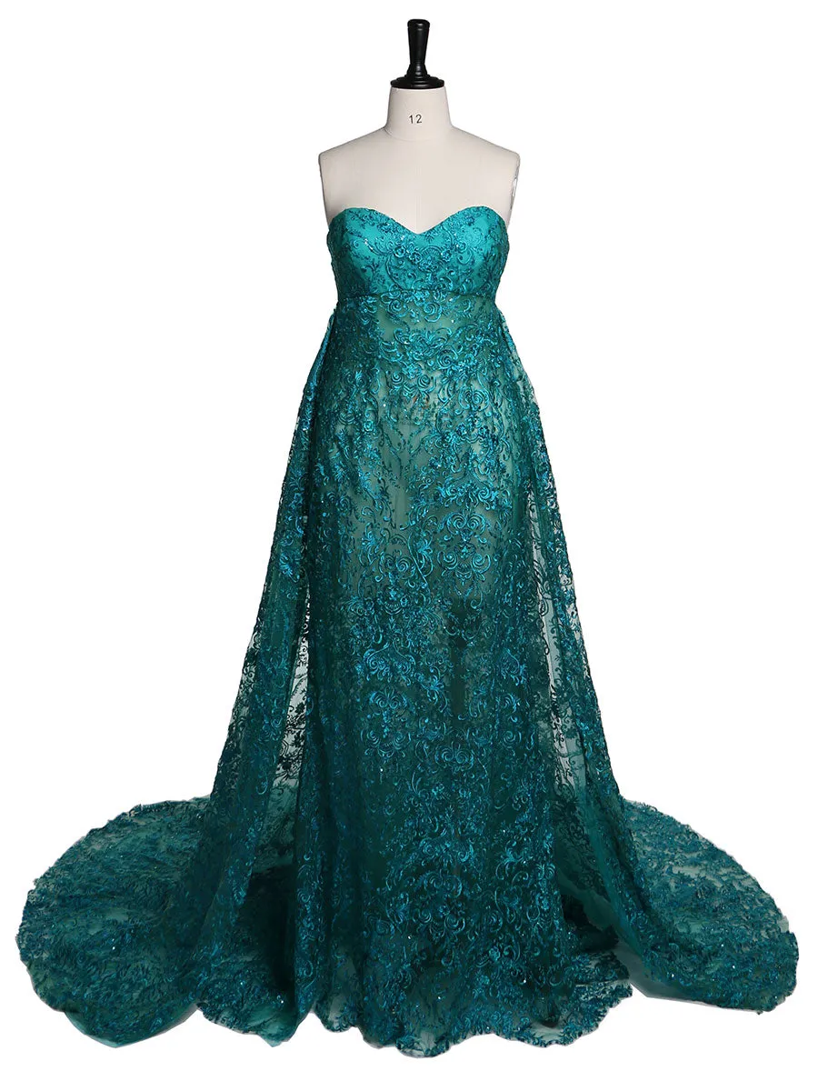 Sweetheart Neck Mermaid Evening Dress Lace Party Dress for Photography Elegant Maternity Dress for Baby Shower