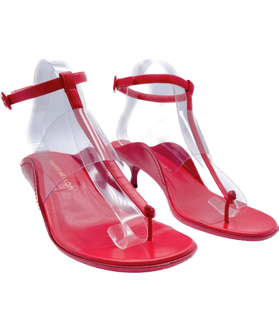 Tamara Mellon Red Leather T-strap Sandals UK 6