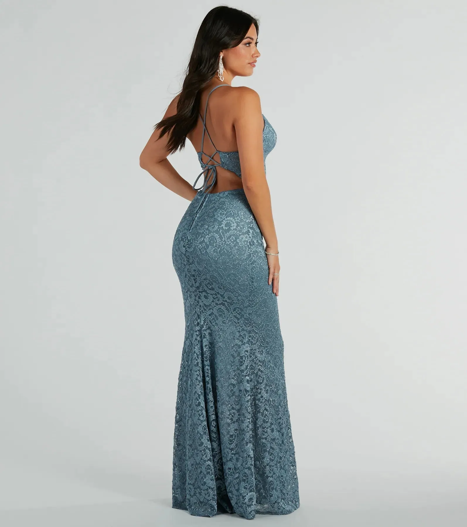 Teresa Lace Up Corset Mermaid Lace Formal Dress