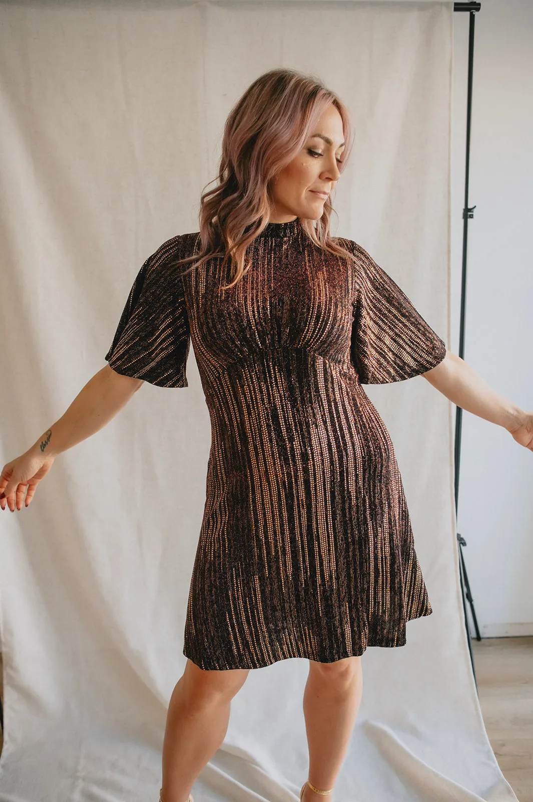 The Suki Metallic Sparkle Mini Dress