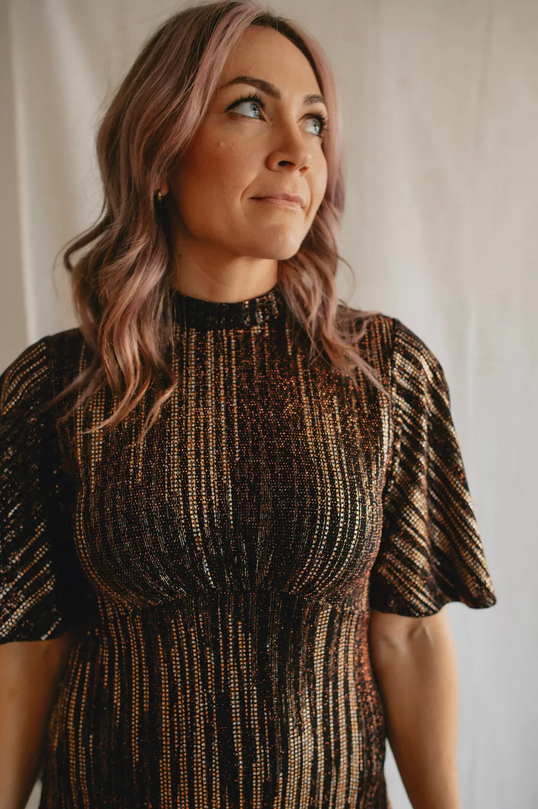 The Suki Metallic Sparkle Mini Dress