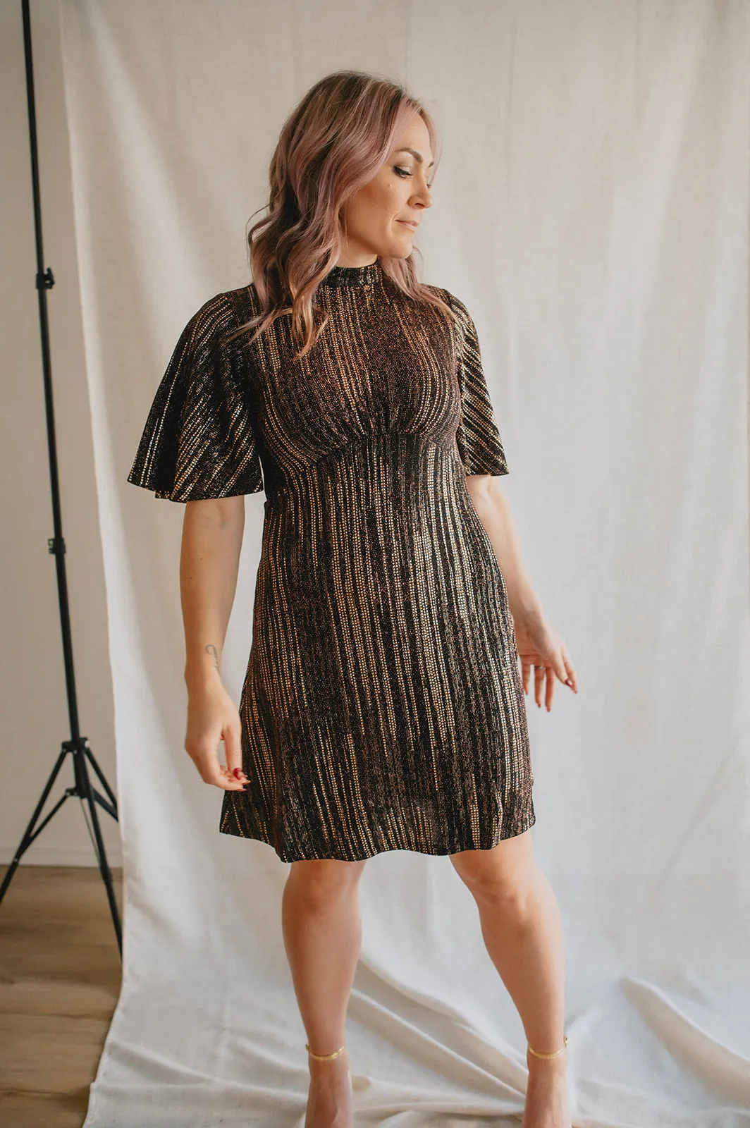 The Suki Metallic Sparkle Mini Dress