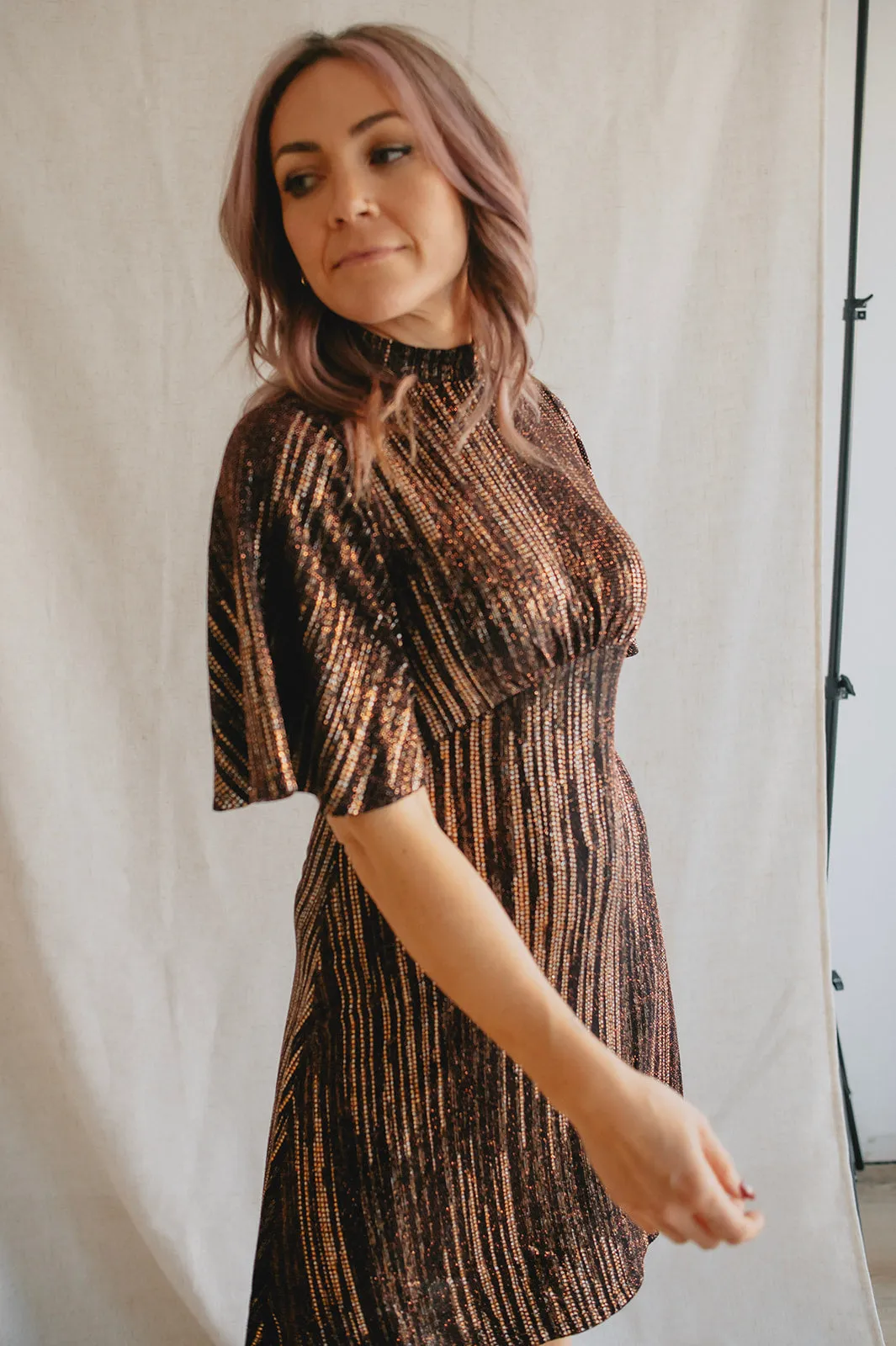 The Suki Metallic Sparkle Mini Dress