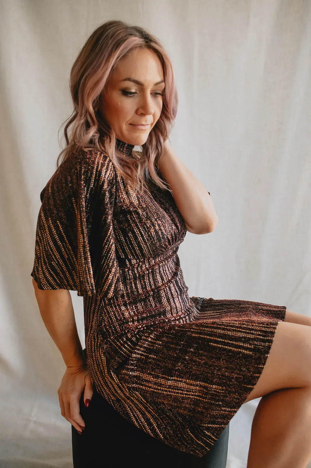 The Suki Metallic Sparkle Mini Dress