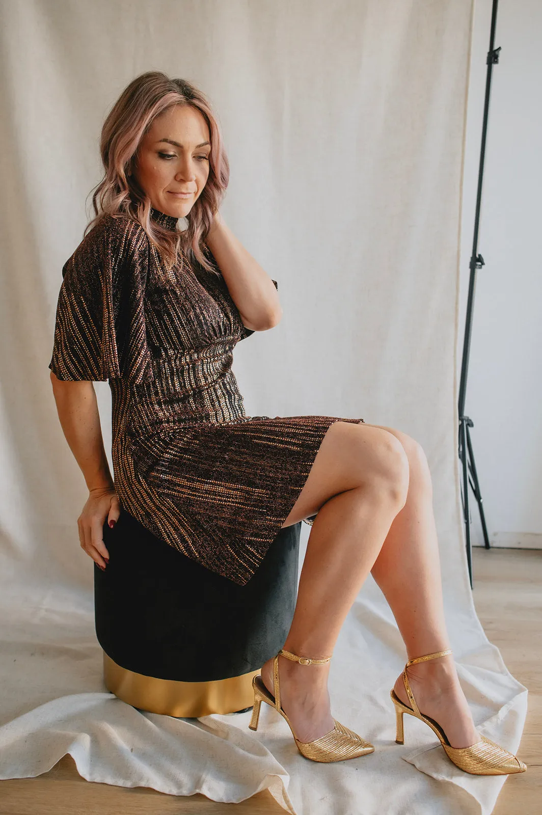 The Suki Metallic Sparkle Mini Dress