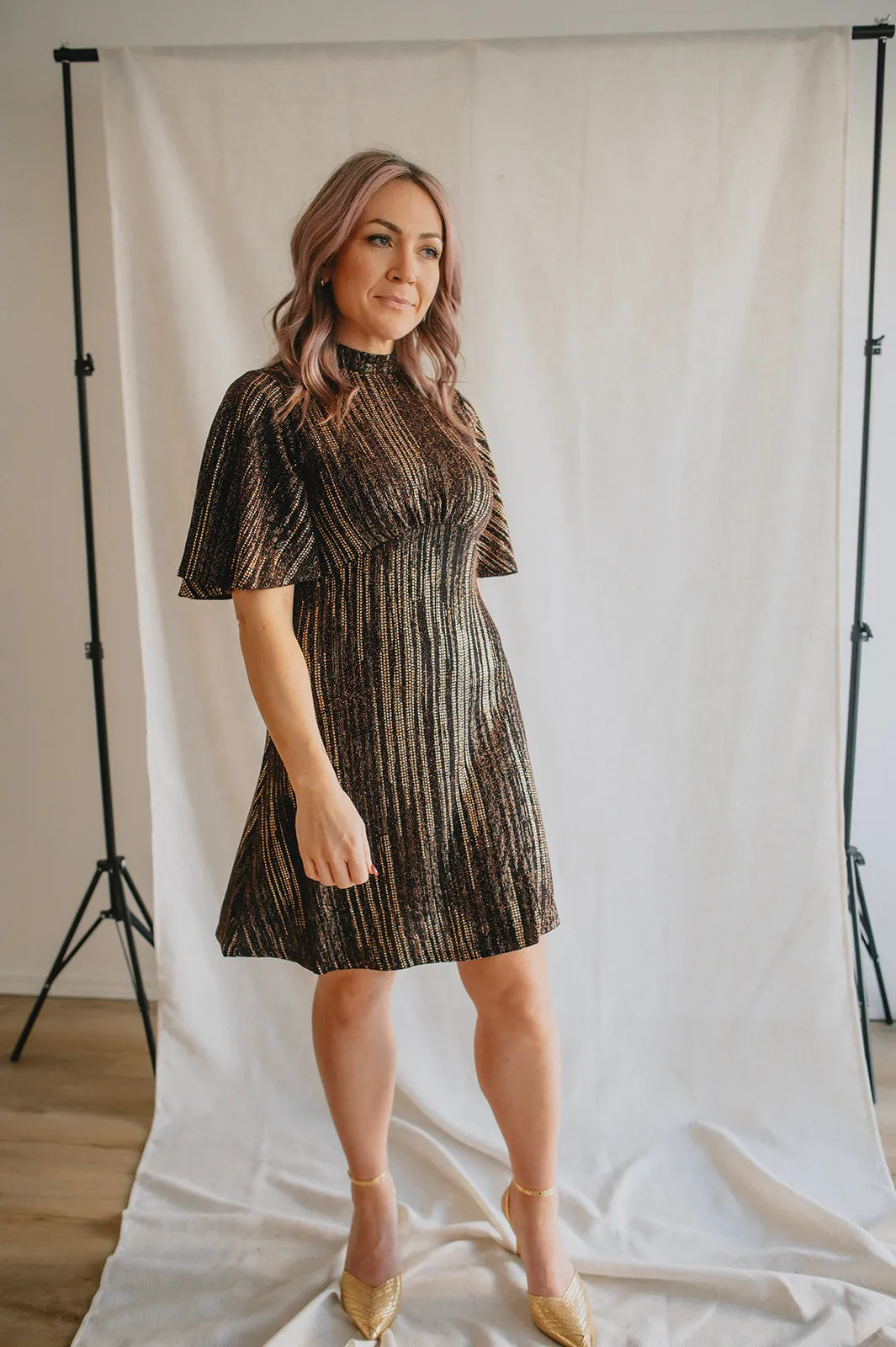 The Suki Metallic Sparkle Mini Dress