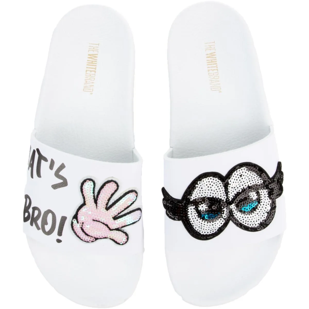 The What Up Bro Slides in White and Black