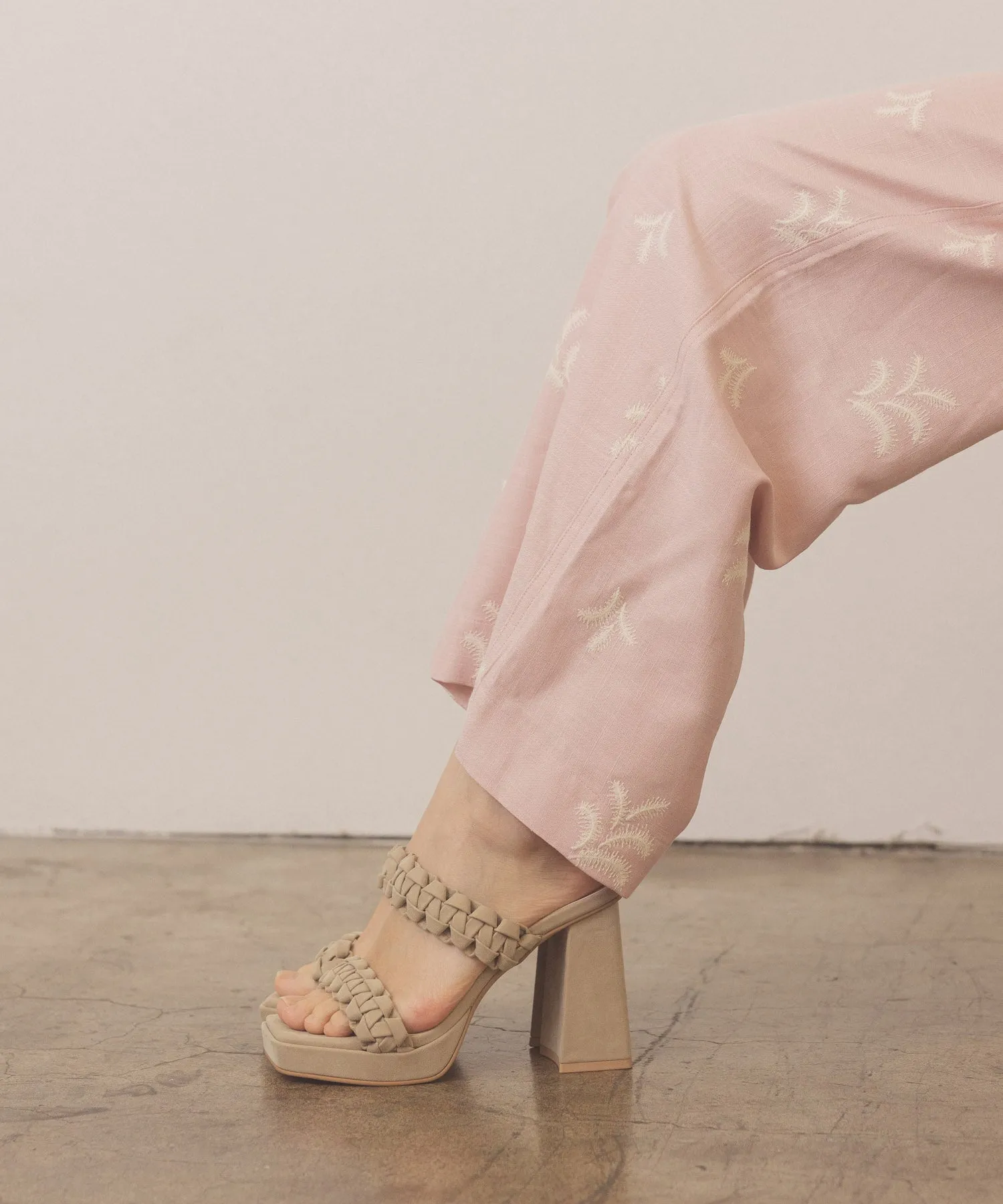 The Zenda | Taupe Braided chunky platform party heel