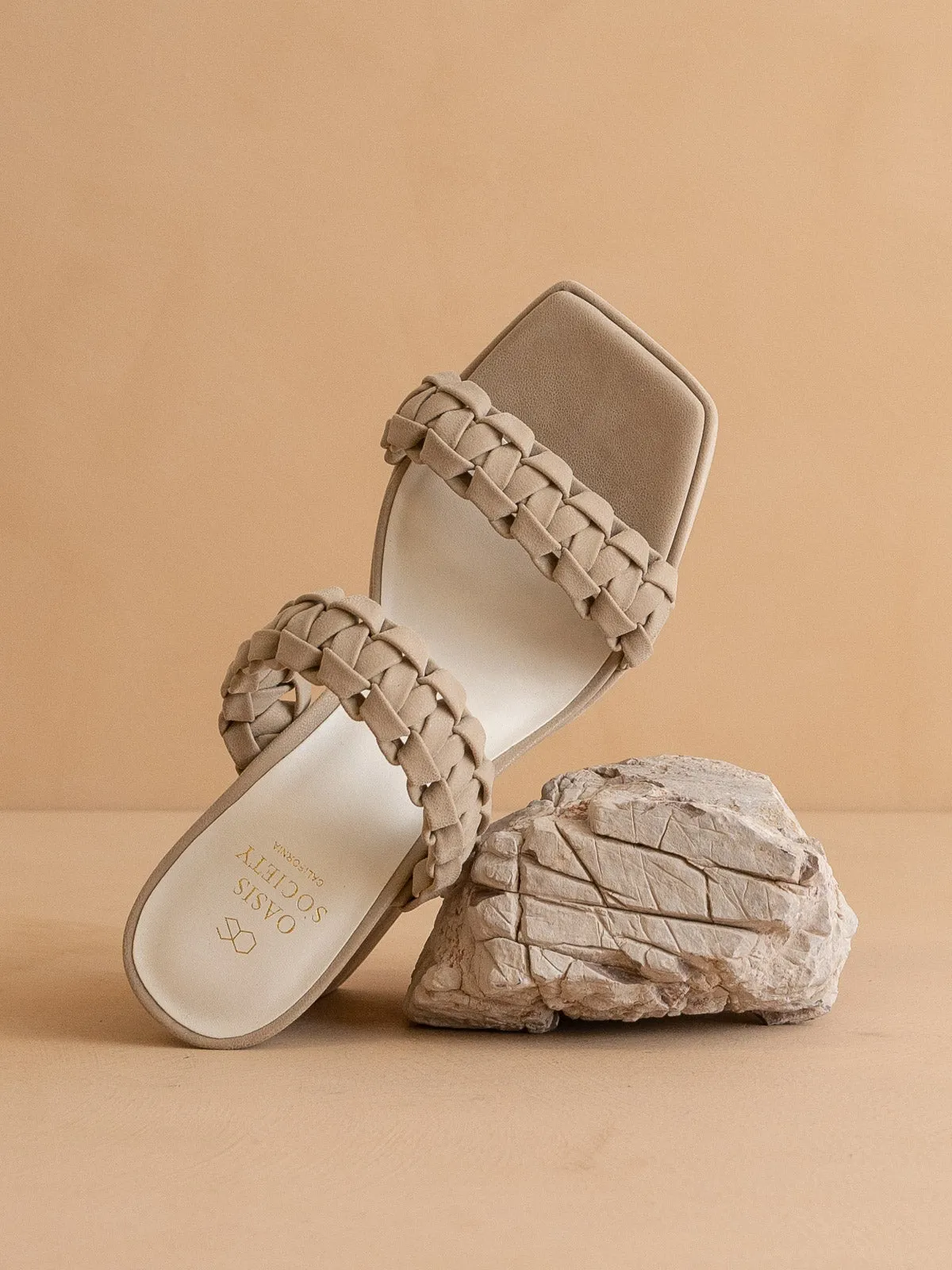 The Zenda | Taupe Braided chunky platform party heel
