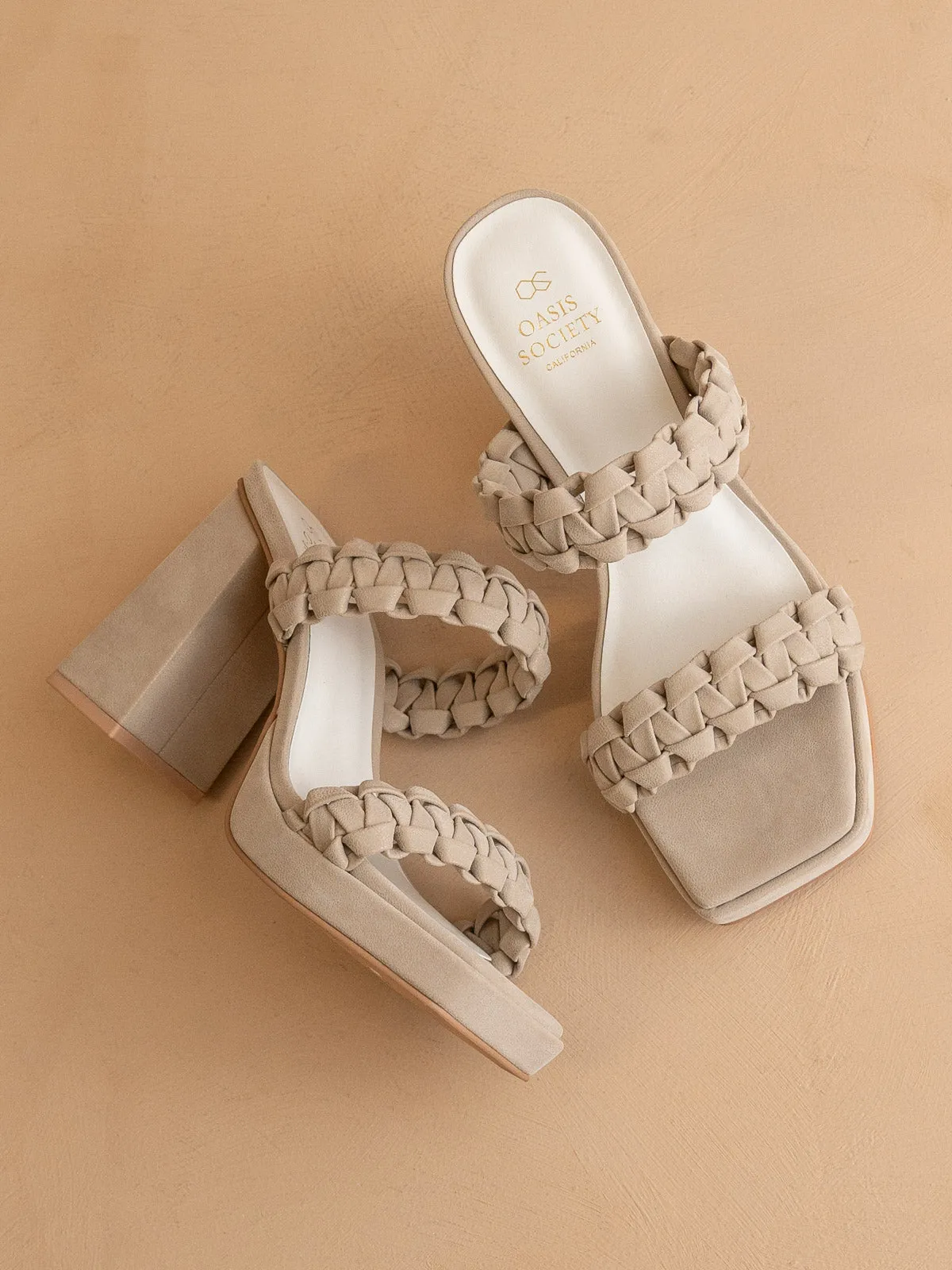 The Zenda | Taupe Braided chunky platform party heel