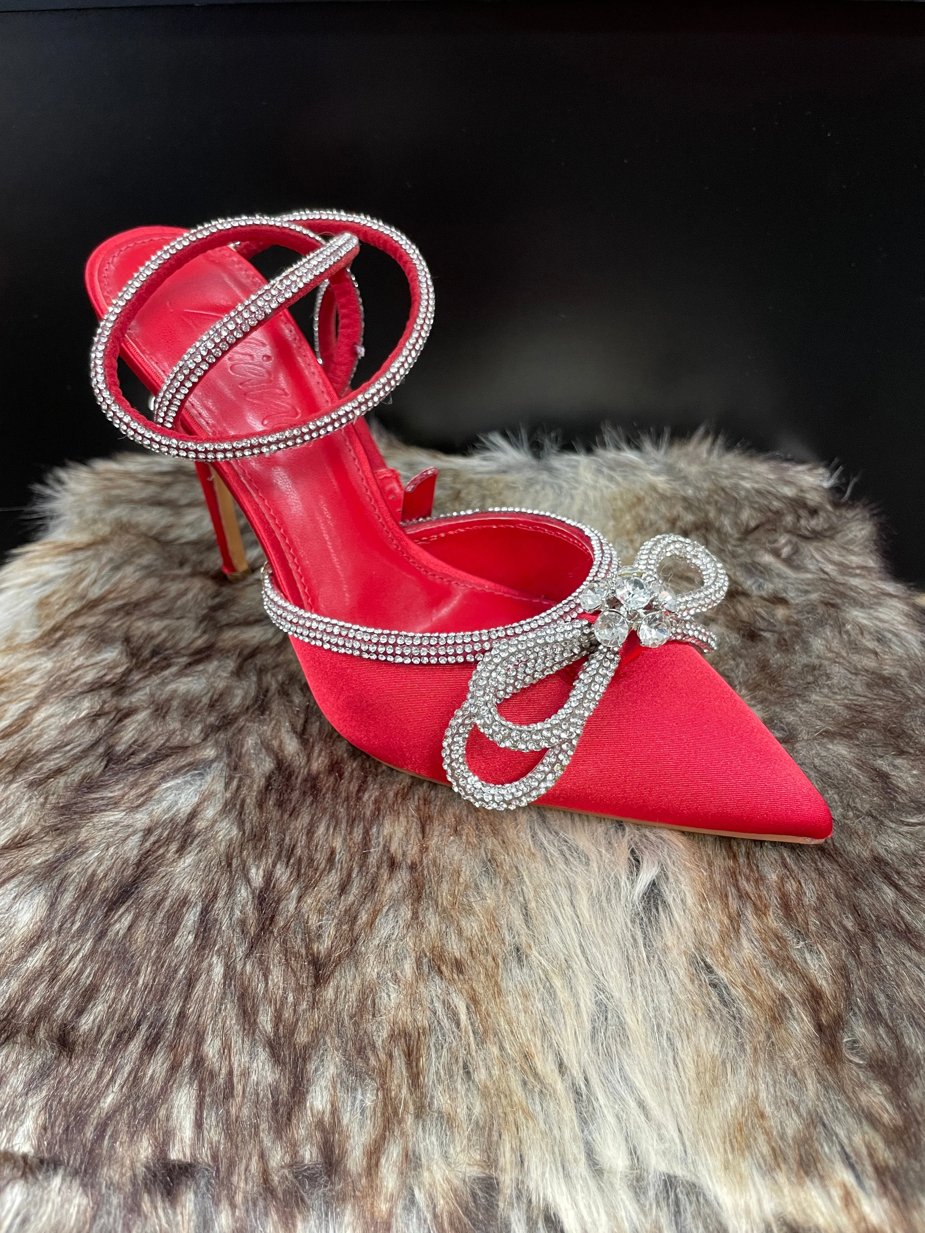 Tiffany Red Lace Up Heels