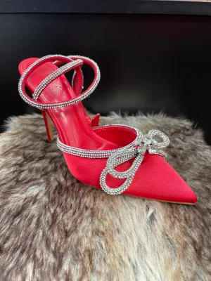 Tiffany Red Lace Up Heels