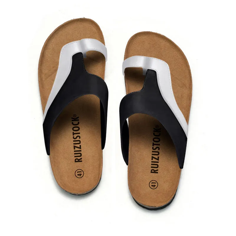 Trendy Men’s Cork Sandals with Rubber Sole for Beach and Casual Wear
