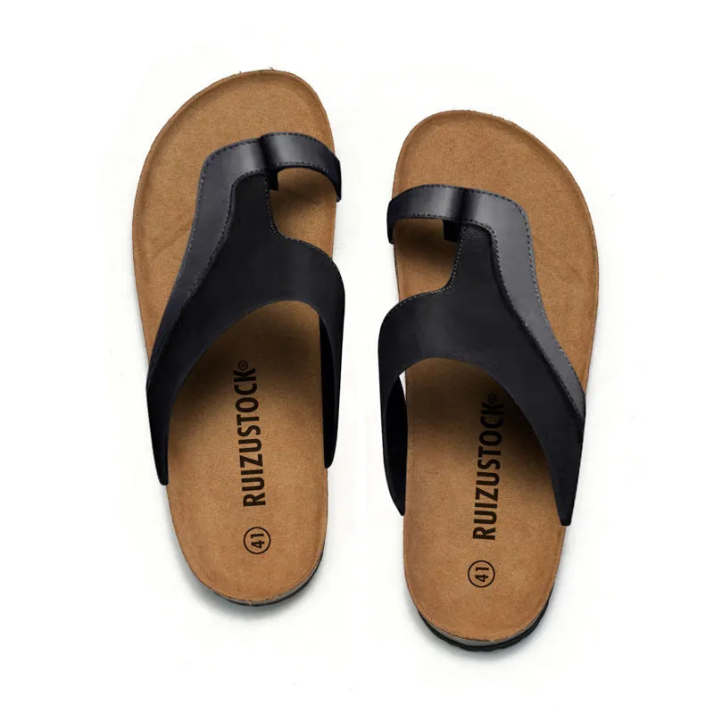 Trendy Men’s Cork Sandals with Rubber Sole for Beach and Casual Wear