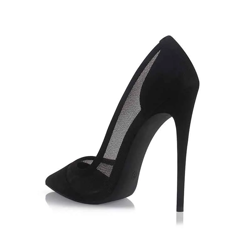 Tucomosi Suede Party Shoes Hollow Out Point Toe High Heels