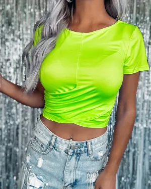 Twist and Shout Crop Top - Neon Yellow
