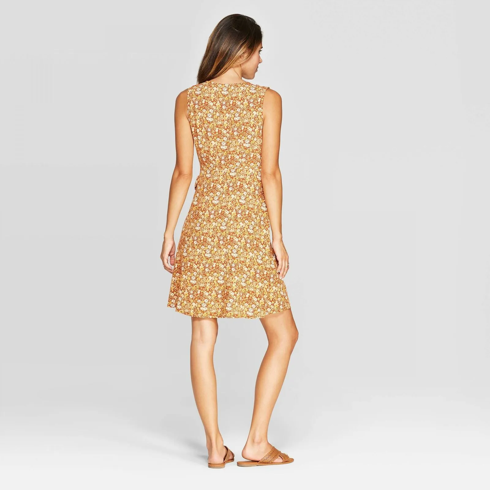 Universal Thread Women's Floral Print Sleeveless V-Neck Wrap Mini Dress
